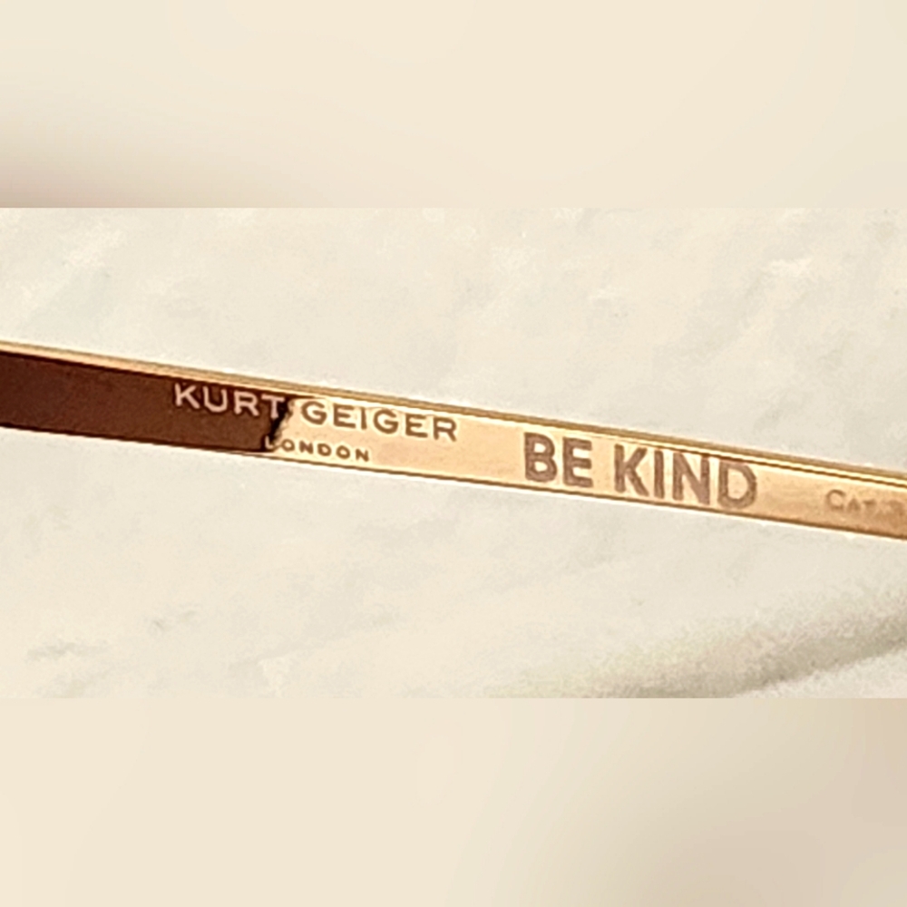 Kurt Geiger Women's New London 64mm Gold Blue Havana/Brown Aviator Sunglasses. - Picture 8 of 10